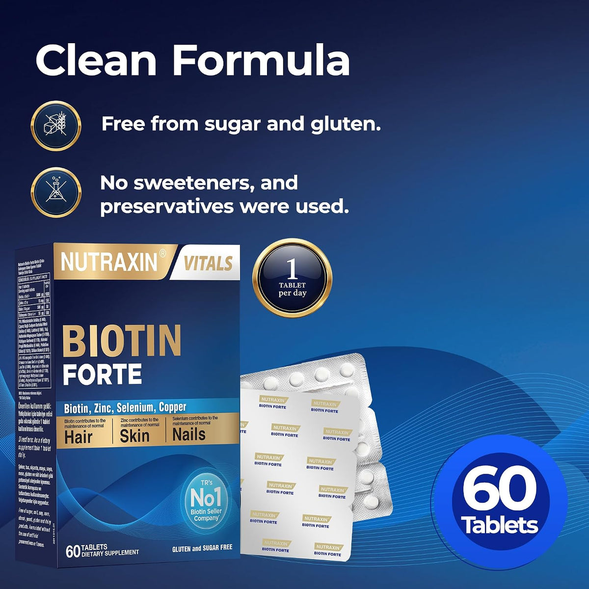 Nutraxin Vitals Biotin Forte – 60 Tablets