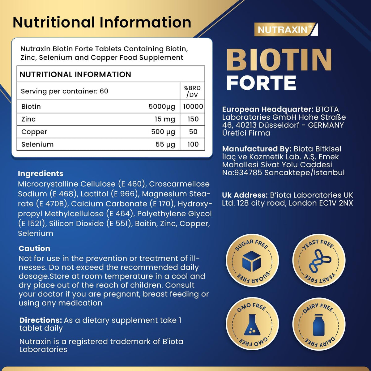 Nutraxin Vitals Biotin Forte – 60 Tablets