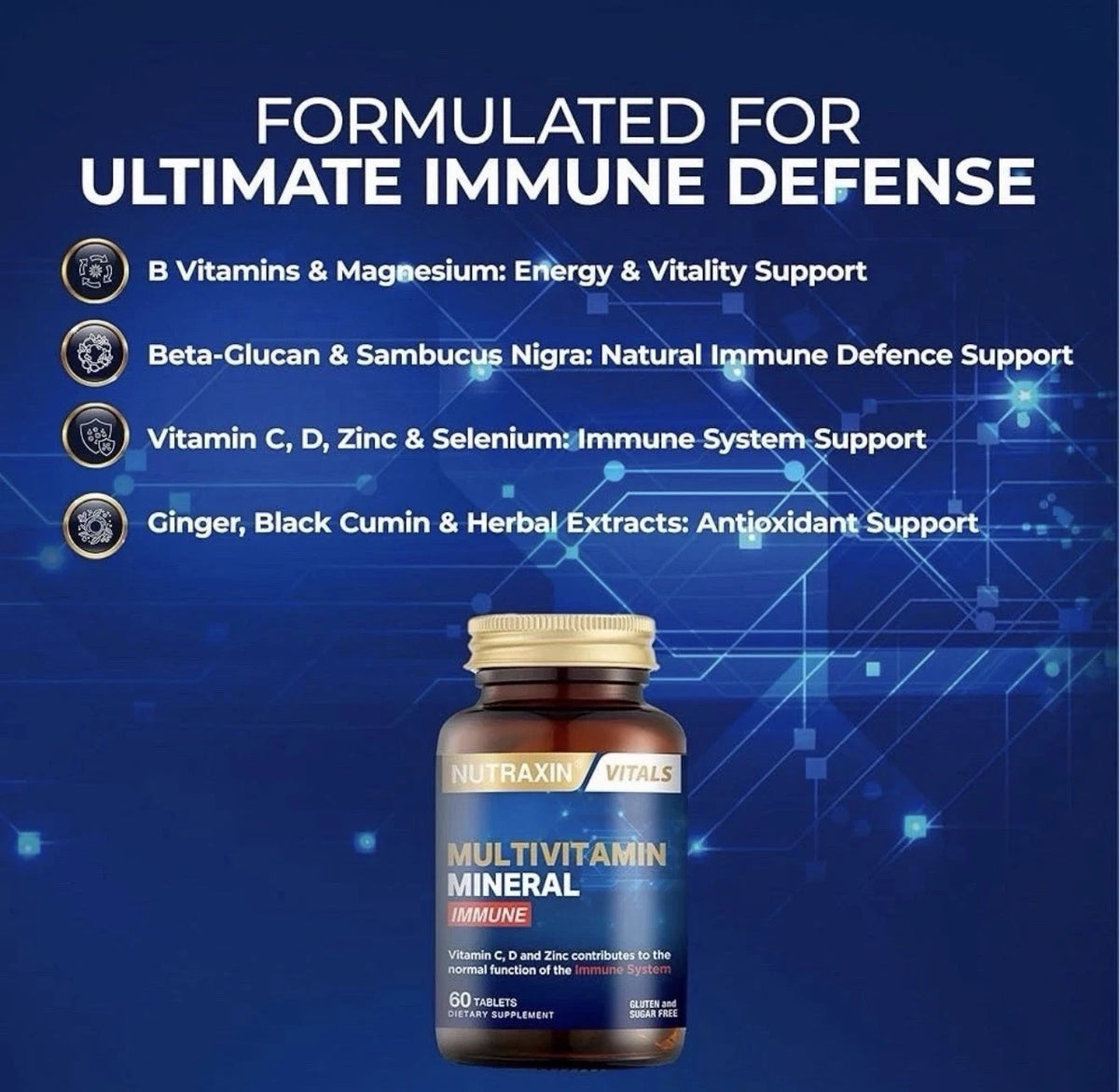 Nutraxin Vitals Multivitamin Mineral Immune – 60 Tablets