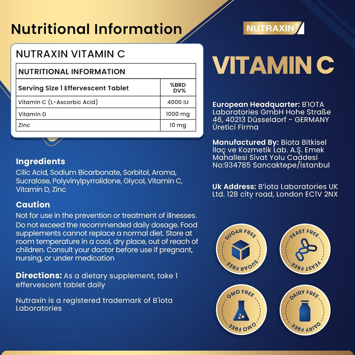 Nutraxin Vitals Vitamin C + D + Zinc – 15 Orange Effervescent Tablets